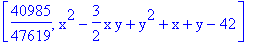 [40985/47619, x^2-3/2*x*y+y^2+x+y-42]